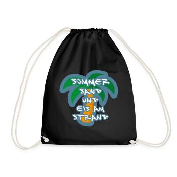 Sommer Sand Strand Palme - Turnbeutel - Schwarz - Vorne