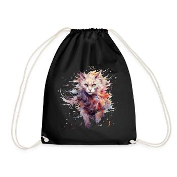 Fearless Cat - Drawstring Bag - black - Front