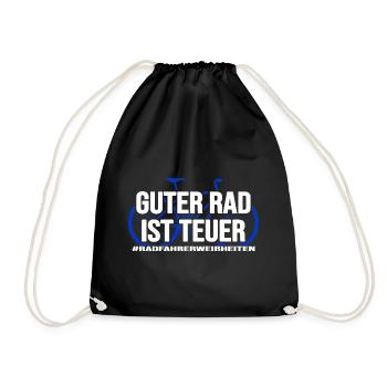 Fahrrad radlos Drahtesel sattelfest Bike radeln - Turnbeutel - Schwarz - Vorne