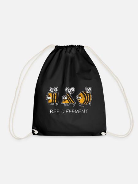 bees - Drawstring Bag - black