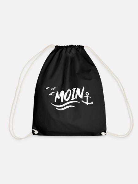 Moin Anker Welle - Geschenk für Seefahrer - Turnbeutel - Schwarz