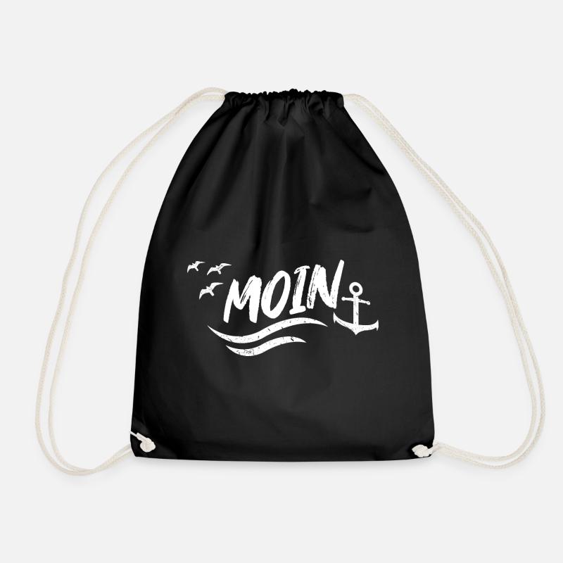 Moin Anker Welle - Geschenk für Seefahrer - Turnbeutel - Schwarz