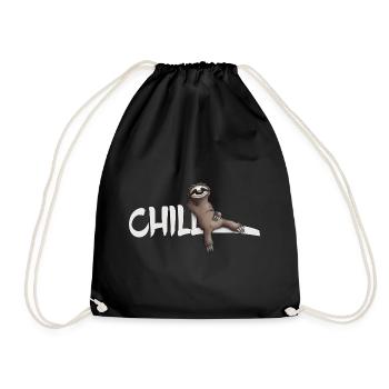 Chill sloth leisurely chill out casually - Drawstring Bag - black - Front