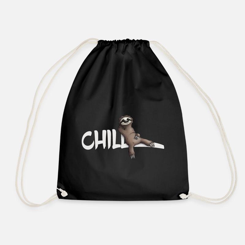 Chill Faultier gemütlich abhängen lässig chillen - Turnbeutel - Schwarz