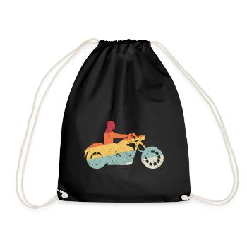 Chopper Motorcycle Cruiser Retro Motorcyclist - Drawstring Bag - black - Front
