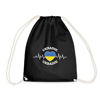 Design Flag Heart Ukraine Ukrainian Pride - Drawstring Bag - black - Front