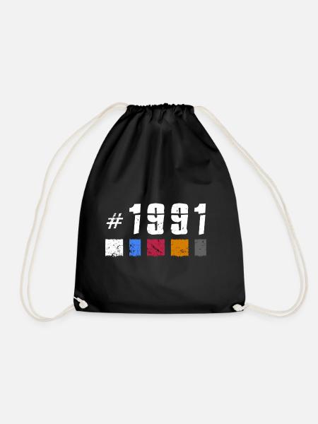 1991 Vintage Birthday Retro Anniversary "New Tibet" - Drawstring Bag - black