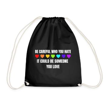 LGBTQ Love Heart Pride Month Gay Parade Rainbow - Drawstring Bag - black - Front