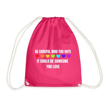LGBTQ Love Heart Pride Month Gay Parade Rainbow - Drawstring Bag - fuchsia - Front
