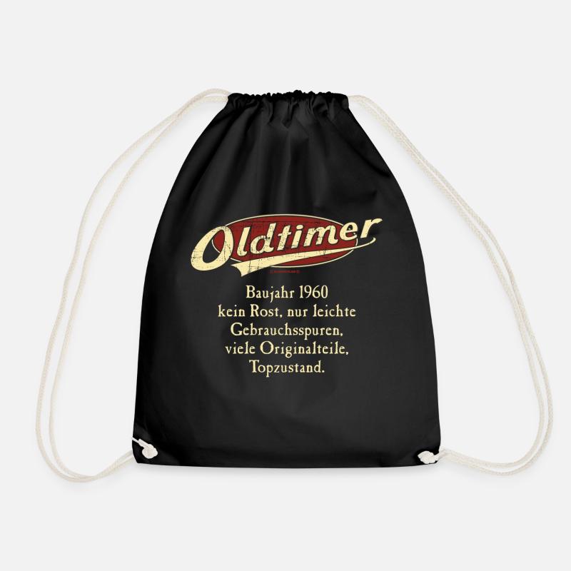 Geburtstag Oldtimer Baujahr 1960 retro usedlook - Turnbeutel - Schwarz
