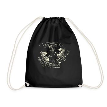 Angel Designs RAHMENLOS Lachfische - Turnbeutel - Schwarz - Vorne