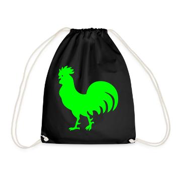 03 Schicker Hahn Chic cock Gockel Kampfhahn 1c - Turnbeutel - Schwarz - Vorne