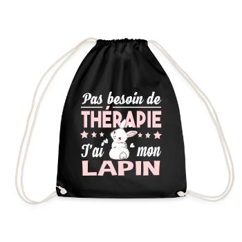 Lapin thérapie animal de compagnie. Cadeau t-shirt - Sac de sport léger - noir - Devant