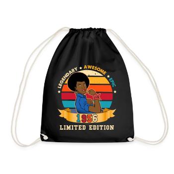 Anniversaire Femme Afro 1956 Vintage A Offrir - Sac de sport léger - noir - Devant
