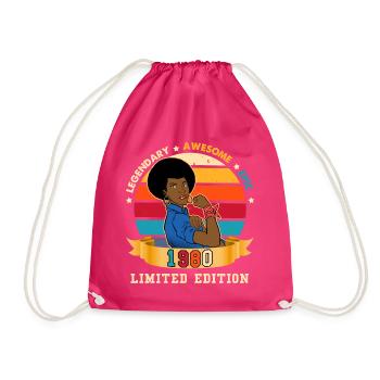 Geburtstag 1980 vintage Frau Strong Afro - Turnbeutel - Fuchsia - Vorne