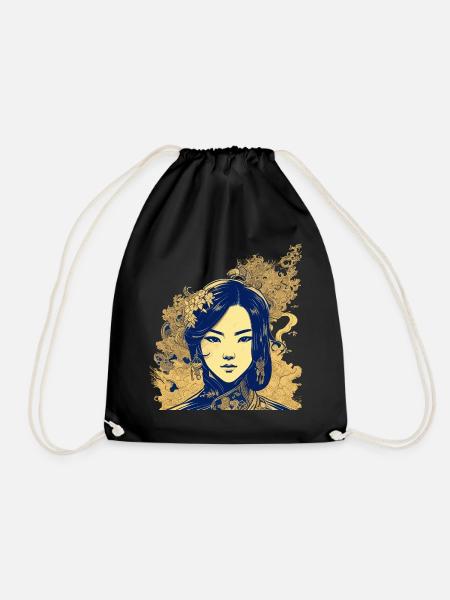 Vietnamese heroine in manga style - Drawstring Bag - black