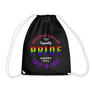 Love is Love, Gay Pride, LGBTQ+ - Drawstring Bag - black - Front