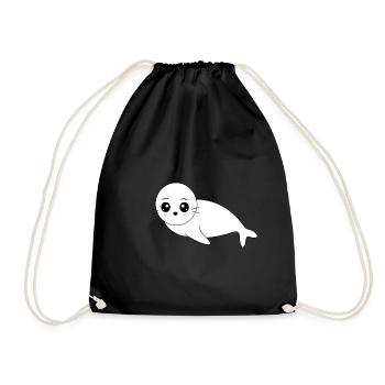 seal white seals seal seals animals - Drawstring Bag - black - Front