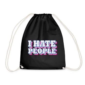 I hate people | Colors changeable - Drawstring Bag - black - Front