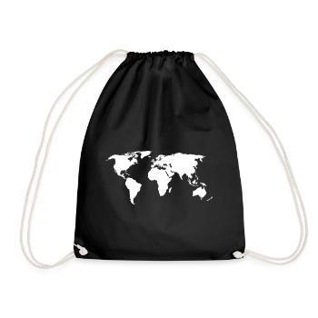 World map - Drawstring Bag - black - Front