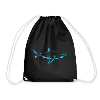 Hai Shark Haifisch - Turnbeutel - Schwarz - Vorne