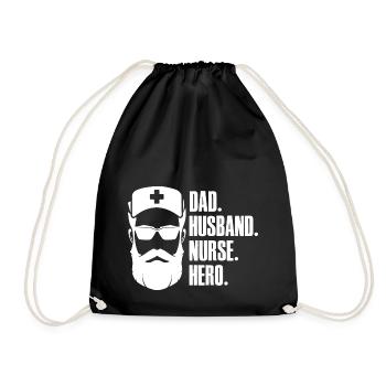 Dad Husband Nurse Hero - Nurse Caregiver - Drawstring Bag - black - Front