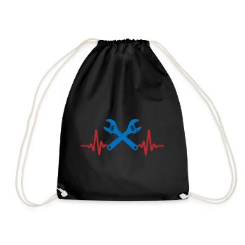 Heartbeat Mechanic ECG Pulse | Colors changeable - Drawstring Bag - black - Front