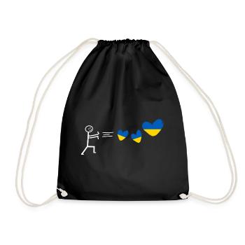 ukraine love kiev crimean flag heart valentin ukrain - Drawstring Bag - black - Front