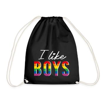 LGBTQIA+ I like boys rainbow flag gay - Drawstring Bag - black - Front