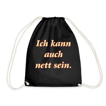 SD - Lady Spruch ich kann auch nett sein - cooles - Turnbeutel - Schwarz - Vorne