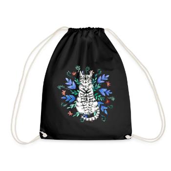 chat en ornement - Sac de sport léger - noir - Devant