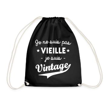 Je ne suis pas vieille je suis vintage - Sac de sport léger - noir - Devant