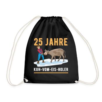 25 Jahre Dienstjubiläum Firmenjubiläum Kuh Vom Eis - Turnbeutel - Schwarz - Vorne