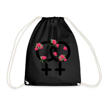 Lgbt Rosen lesbian pride lesbisch Geschenkidee - Turnbeutel - Schwarz - Vorne