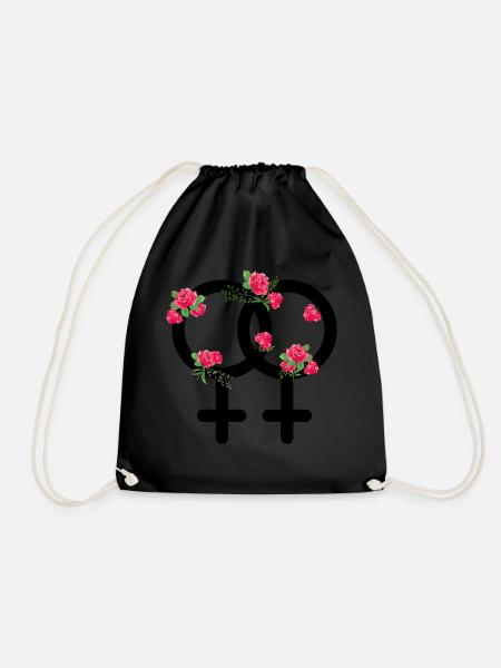 Lgbt roses lesbian pride lesbian gift idea - Drawstring Bag - black