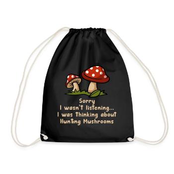 Mushroom Hunting Hobby Nature Vegetable - Drawstring Bag - black - Front