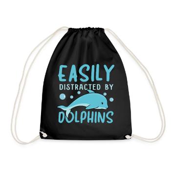 Abgelenkt von Delfinen Ocean Wildlife Sea Animal - Turnbeutel - Schwarz - Vorne