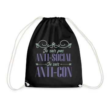 je ne suis pas anti sociale je suis anti-idiot - Sac de sport léger - noir - Devant