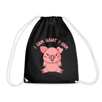 Je jambon ce que je jambon Cochon Drôle d’animal Jeux de mots - Sac de sport léger - noir - Devant