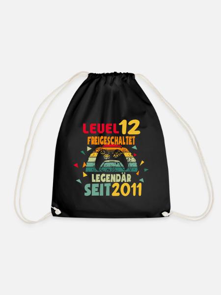 12. Geburtstag Kinder Gaming Gamer Zocker Geschenk - Turnbeutel - Schwarz