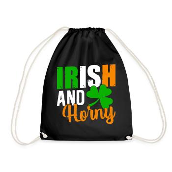 irish and horny - Drawstring Bag - black - Front