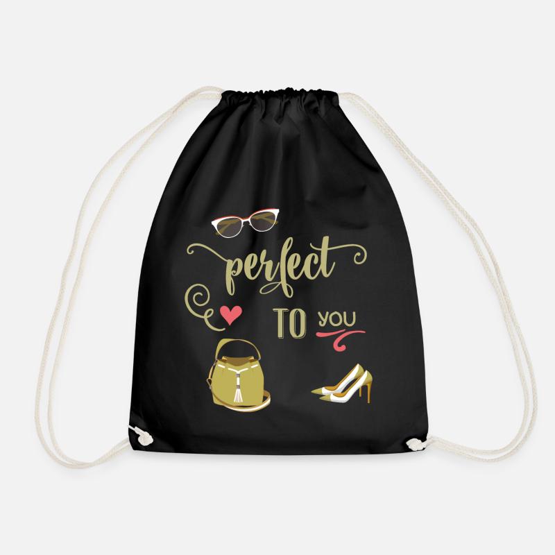 Mode, Brille, Handtasche - Turnbeutel - Schwarz