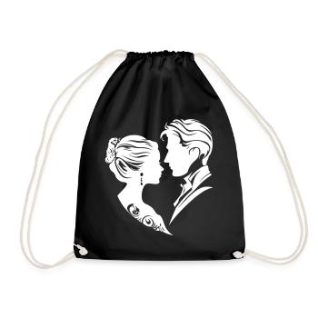 Ehepaar Hochzeit Silhouette - Turnbeutel - Schwarz - Vorne