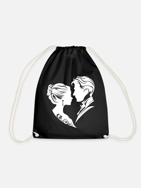 Ehepaar Hochzeit Silhouette - Turnbeutel - Schwarz