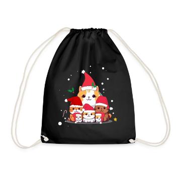 Lustige Weihnachtskatzen - Turnbeutel - Schwarz - Vorne