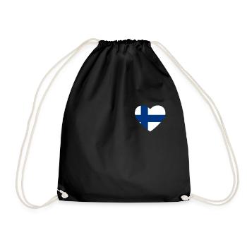Cœur drapeau Finlande - Sac de sport léger - noir - Devant