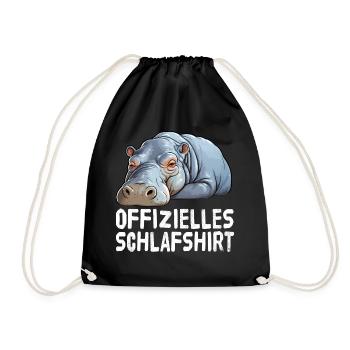 Offizieles Schlafshirt Nilpferd - Turnbeutel - Schwarz - Vorne