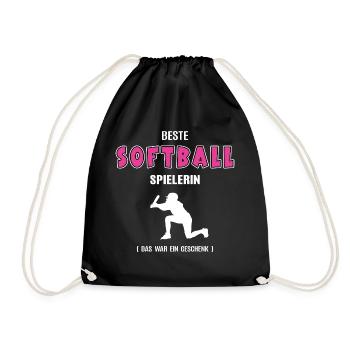 Beste Softball Spielerin Softballerin Baseball - Turnbeutel - Schwarz - Vorne
