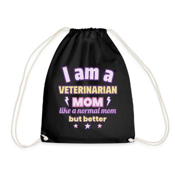Tierarzt-Mama, Muttertag Geschenk, Tiere - Turnbeutel - Schwarz - Vorne