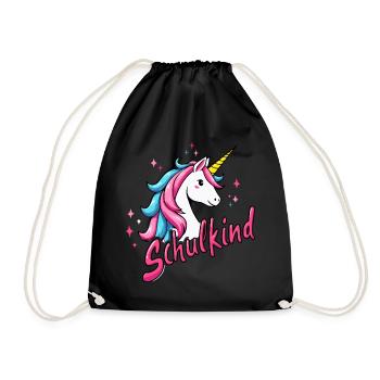SCHULKIND Einhorn Shirt Geschenk zur Einschulung - Turnbeutel - Schwarz - Vorne